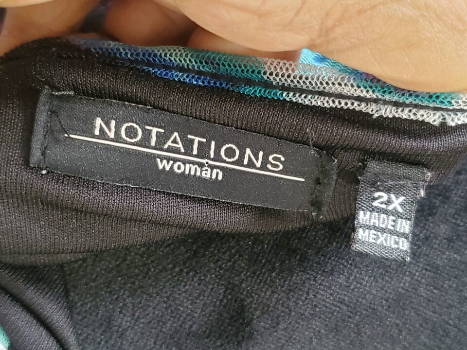 Notations Womens Multicolor 100% Polyester Scoop Neck Short Sleeve Top Blouse 2X Item image 11