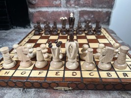 Handmade Detailed Portable Chess Set 12x12 Inch Vintage Handmade Folding... - $54.45