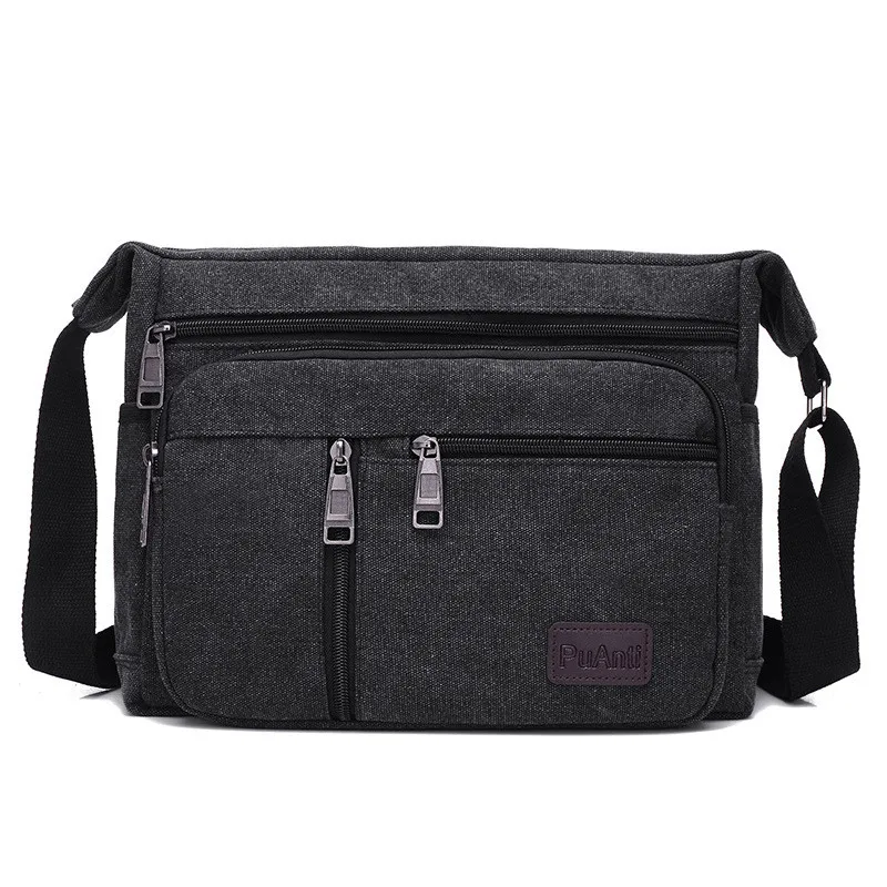 Men Canvas Shoulder Bags Casual Tote Travel Men&#39;s Crossbody Bag Luxury M... - $33.02