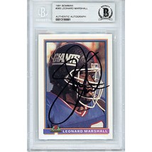 Leonard Marshall New York Giants Autograph 1991 Bowman On-Card Auto Beckett NY - $77.60