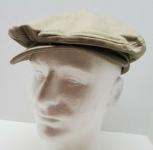 Vtg Cambridge Classics Mens Tan Beret Flat Hat Cap Snap Button Cotton S/... - $24.18