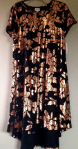 LuLaRoe ELEGANT COLLECTION Carly BLACK Rose Gold Leaves Dress XS Extra S... - £39.56 GBP