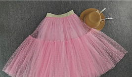 Black Tulle Midi Skirt Outfit Women Custom Plus Size Polka Dot Tulle Skirt image 12