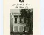 Corinne Dunbar&#39;s Creole Cuisine Menu St Charles Avenue New Orleans Louis... - $35.64
