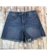 American Eagle MOM SHORT Size 10 Blue Denim Hi Rise Cut Off Jean Shorts ... - £18.66 GBP