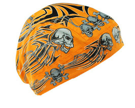 Balboa Z669 100% Cotton Flydanna - Orange Tribal Skull - £9.86 GBP