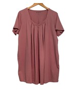 Roamans Tunic Top Women Large Plus Size 18 20 V Neck Pleats Mauve Dusty ... - $266.62 MXN