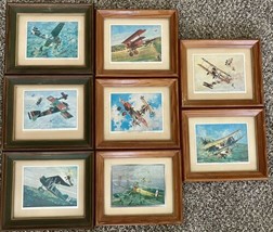 Lot of 8 Deneer/Berkley Metal Etchings 8x10 Framed WWI Bi-Plane Vintage Art - $119.99