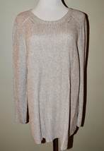 Eileen Fisher Sz M Peruvian Organic Cotton Top Lt Barley Crew Neck Sweater $248! - £50.31 GBP