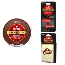 Kiwi Brown Shoe Polish Care Kit 1.13oz + 2  Foam Applicators + 2 Shine C... - $21.99