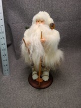 VTG TJ Collection Santa Claus COMPLETE  W Skis &amp; Pokes on  Wooden Stand 1997 - £26.57 GBP