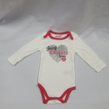 Vintage Baby Girl LOVE Juicy Couture Bodysuit Creeper Long Sleeve White Red 3-6 - £10.13 GBP