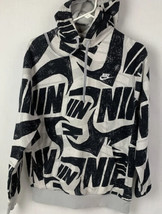Nike Hoodie Swoosh Logo Hooded Sweatshirt Black White Casual Men’s Small - £27.48 GBP