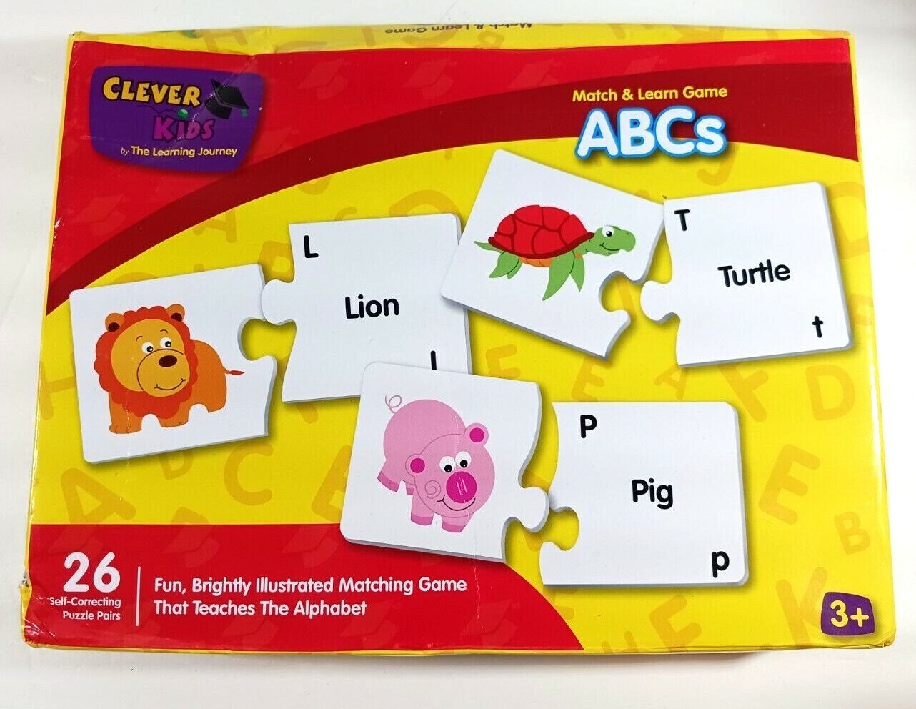 Clever Kids MATCH &amp; LEARN ABCs Educational Game 26 Puzzle Pairs BOX DAMAGED - $9.49