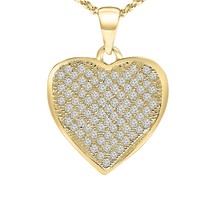 1/4 CT Real Moissanite Heart Pendant Necklace 14K Yellow Gold Plated 925 Silver - £60.52 GBP
