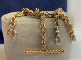 Vtg Gold Plated Pocket Watch Fob Fashion Jewelry 13.5&quot; Rope Chain Lobste... - £71.18 GBP
