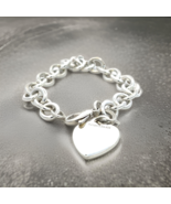 Tiffany &amp; Co Estate Heart Charm Bracelet 7.5&quot; Sterling Silver 34.9g TIF757 - $385.11