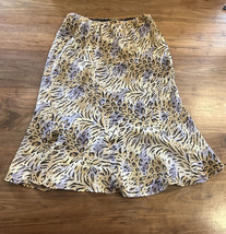 Cambridge Dry Goods Midi Brown &amp; Purple Pattern Skirt Size 2 - £14.24 GBP