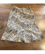 Cambridge Dry Goods Midi Brown &amp; Purple Pattern Skirt Size 2 - £14.24 GBP