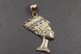 1Ct Round Diamond Egyptian Queen Nefertiti Charm Pendant 14K Yellow Gold Plated - £112.55 GBP