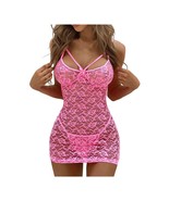 Pink Sexy Sheer Dress, Transparent Lingerie, See Through Lace Dress - $19.90