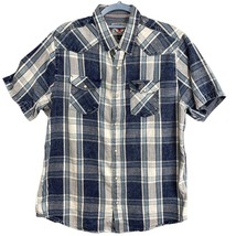 Desert Son Shirt Mens Large Blue Plaid Plaid Cotton Snap Front Casual Wo... - £13.10 GBP