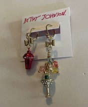 Betsey Johnson Mix Match Martini &amp; Shaker Drop Earrings new - £36.57 GBP