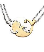 Stainless Steel Cat Necklaces Best Friend Jewelry Puzzle Silver Gold 22&quot; - £21.10 GBP