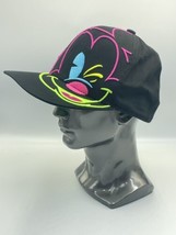 Disney Mickey Mouse Face Black Neon Snapback Baseball Hat Bright Neon Colors - £7.41 GBP