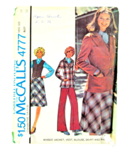 McCall's Sewing Pattern 4777 Misses' Jacket Vest Blouse Skirt Pants 14 UNCUT - $6.50