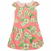 Lilly Pulitzer Sz 8 Girls Pink Spring Floral Dress w/ Cut-out Collar - £30.07 GBP