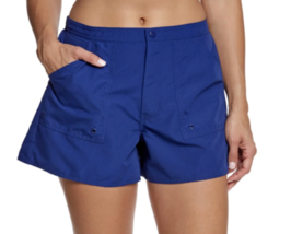 NWT Maxine of Hollywood Solid Woven Board Shorts Size 24W Navy Blue - £22.80 GBP