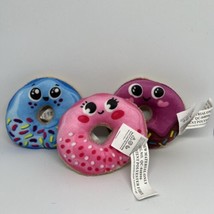 3 Mini Smiley Face Donuts Plushies Multi-color Sprinkles Pink Purple Blu... - $175.58 MXN