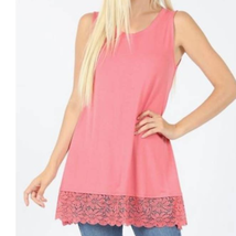 Zenana Desert Rose Lace Hem Flowy Tank - M - £13.32 GBP