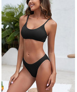 Fanuerg Women&#39;s Ribbed Bikini Sets Scoop Neck  Swimsuit Textured Two Pie... - $25.15