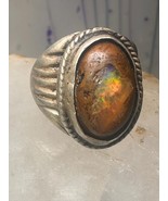 Vintage ring boulder opal Mexico Richard Guad band size 8 sterling silve... - €210,60 EUR