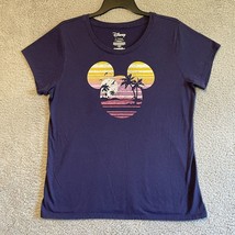Disney Mickey T Shirt Size L Womens Purple Short Sleeve Sunset - £10.85 GBP