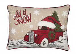 13&quot;x18&quot; Beige and Red Christmas Let It Snow Polyester Zippered Pillow With Ap... - £44.79 GBP