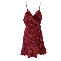 Shein Vcay Wrap Dress Red White Polka Dot Spaghetti Straps V-Neck Ruffle M Nwt - £5.67 GBP