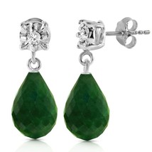 17.66 tcw 14K Yellow Gold Stud Diamond Earrings Natural Green Emerald Gemstone - £332.31 GBP