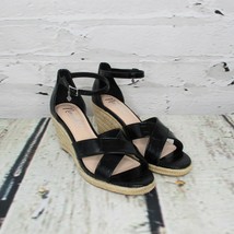 Nanette Lepore Quirky Womens Size 8.5M Espadrille Wedge Sandals Black Jute Tan - £15.96 GBP