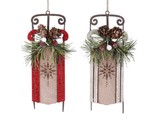 2 Assorted Vintage Style Old Fashioned Decorated Snow Sled Christmas Orn... - $15.20