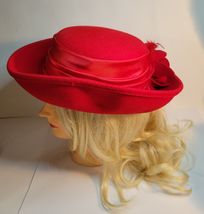 Red Felt Hat with Satin Band image 3