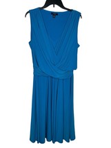 Chaps Women&#39;s Dress Pleated Sleeveless Deep V-Neck Draped Aqua Blue Sz. XL NWT - £29.01 GBP