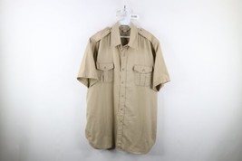 Vintage 90s Cabelas Mens Large Distressed Safari Bush Short Sleeve Button Shirt - £42.92 GBP