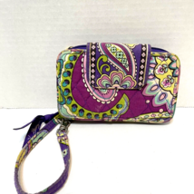 Vera Bradley Carry It All Wristlet Purple Floral Paisley 5.5 x 3.5 inches - $13.59