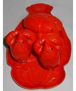 NICE! Vintage 5 pc Set FIGURAL LOBSTER Salt/Pepper/Condiment/Lid/Tray JAPAN - $556.84 MXN