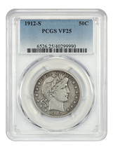 1912-S 50C PCGS VF25 - $254.63