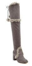$159 Charles David Over the Knee Boot 7 Slate Gray Faux Fur PomPoms Padd... - $49.90