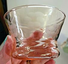2 PINK DEPRESSION GLASS BERRY BOWLS ETCHED FLOWERS, VINES & LEAVES VINTAGE image 2
